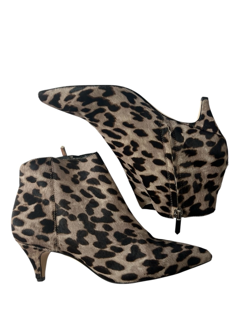 Sam Edelman Leopard Print Pointed Toe Ankle Booties - Taupe & Black